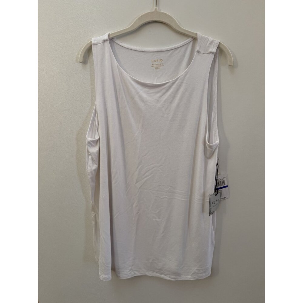Cupio Womens Polished T Bright White Sleeveless XL Rayon Blend